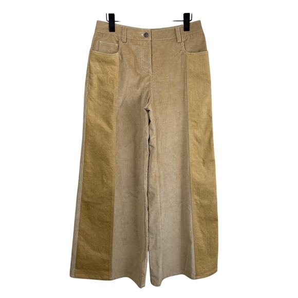 TWP Styles Two-Tone Corduroy Pants Camel Wide Leg Mid Rise Size 6 - Picture 13 of 14
